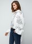 Long Sleeve Elegant Letter  Top