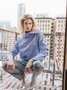 Casual High Neck Striped Long Sleeve Top