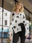 Shirt Collar Polka Dots Shift Elegant Top