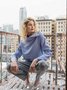 Casual High Neck Striped Long Sleeve Top