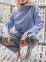 Casual High Neck Striped Long Sleeve Top