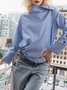 Casual High Neck Striped Long Sleeve Top