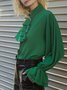 Shirt Collar Elegant  Flouncing  Top