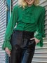 Shirt Collar Elegant  Flouncing  Top