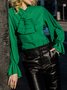 Shirt Collar Elegant  Flouncing  Top