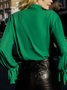 Shirt Collar Elegant  Flouncing  Top