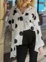 Shirt Collar Polka Dots Shift Elegant Top