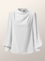 Stand Collar Elegant Plain Regular Fit Blouse