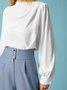 Stand Collar Elegant Plain Regular Fit Blouse