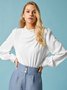 Stand Collar Elegant Plain Regular Fit Blouse