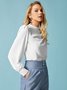 Stand Collar Elegant Plain Regular Fit Blouse