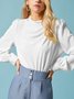 Stand Collar Elegant Plain Regular Fit Blouse