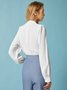 Stand Collar Elegant Plain Regular Fit Blouse