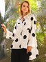 Shirt Collar Polka Dots Shift Elegant Top
