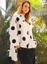 Shirt Collar Polka Dots Shift Elegant Top
