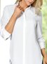 Urban Plain Regular Fit Shirt Collar Long Sleeve Blouse