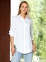 Urban Plain Regular Fit Shirt Collar Long Sleeve Blouse