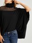 Loose Plain Turtleneck Elegant Blouse