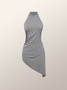 High Elasticity Plain Urban Tight Sleeveless Half Turtleneck Tank Mid-long Top