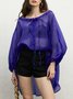 Plain Lantern Sleeve Urban Loose Blouse