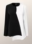 Color Block Long sleeve Simple Loose Blouse