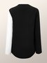 Color Block Long sleeve Simple Loose Blouse