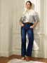 Striped Shirt Collar Urban Blouse