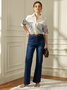 Striped Shirt Collar Urban Blouse