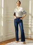 Striped Shirt Collar Urban Blouse