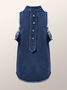 Sleeveless Stand Collar Urban Denim Top