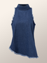 Sleeveless Stand Collar Urban Denim Top