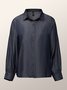 Plain Urban Shirt Collar Faux Denim  Blouse