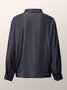 Plain Urban Shirt Collar Faux Denim  Blouse