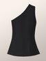 One Shoulder Regular Fit Urban Plain Vest