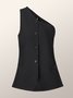 One Shoulder Regular Fit Urban Plain Vest