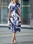 Casual Shirt Collar Abstract Printing Dress With No