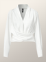 Plain V Neck Regular Fit Elegant Blouse
