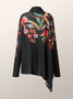 High Elasticity Floral Loose Long Sleeve Turtleneck Urban Shirt