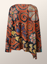 Boat Neck Urban Abstract Loose Shirt
