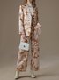Regular Fit Lapel Collar Urban Floral Long Sleeve Blazer