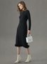 Tight Crew Neck Elegant Plain Dress