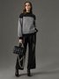 Turtleneck Split Joint Color Block Urban Sweater