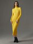 Urban Plain Turtleneck Long Sleeve Sweater Dress