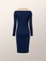 High Elasticity Elegant Tight Color Block Long Sleeve Others Sweater Midi Dress