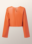 Regular Fit Micro-Elasticity Crew Neck Long Sleeve Urban Plain Leather Top