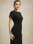 Urban Crew Neck Tight Midi Dress With No Belt