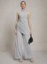 High Elasticity Plain Urban Tight Sleeveless Half Turtleneck Tank Mid-long Top