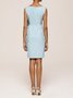 Urban Crew Neck Bow Plain Dress For Women