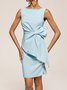 Urban Crew Neck Bow Plain Dress For Women