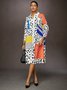 Loose Geometric Urban Shirt Collar Dress
